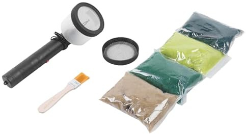 Loobiiny Apparecchio elettrostatico,Applicatore floccante di erba per paesaggi modelli,Fioriera di erba 4 colori erba e busto di pulizia