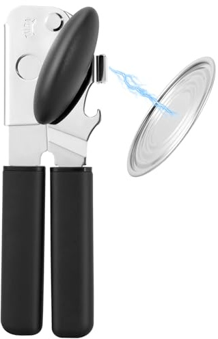 Can Opener Manual with Magnet Lift, Heavy Duty Handheld Smooth Edge Can Tin Opener for Seniors, Durable Sharp Cutting Blade,Easy Turn Knob Multifunctional Bottle Opener
