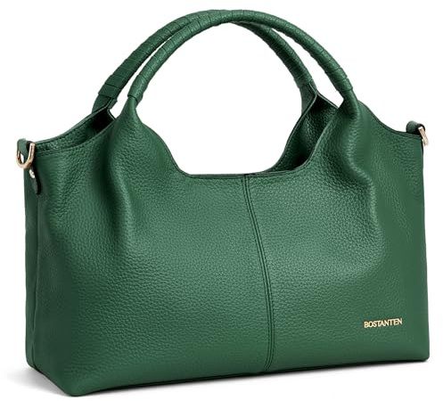 BOSTANTEN Damen Shopper Leder Handtasche Hobo taschen Top Griff Schultertasche Frauen Umhängetasche mit verstellbarem Riemen,Grün