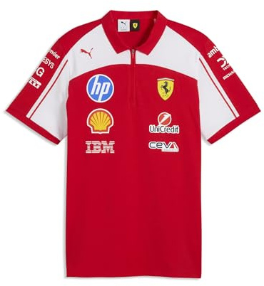 PUMA Scuderia Ferrari F1 2026 Herren Team-Poloshirt - Rot | Verfügt über das Scudetto-Schild auf der Brust, Alle neuesten Team- und Partnerlogos