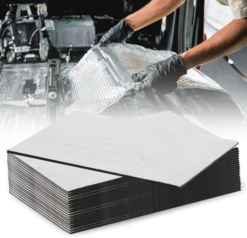 20PCS Car Sound Deadening Self Adhesive Mat, 40cm x 25cm Car Sound Proofing 5mm Thick Foil Insulation Sheet for Automotive Noise and Heat Insulation