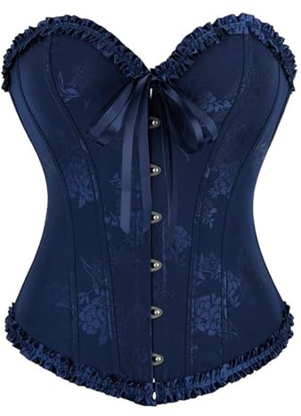 PAIDAXING Corsetto da donna UK con lacci disossati corsetto corsetto nero bustier shapewear lingerie bodyshaper top plus size costume di Halloween vestito da donna retrò overbust push up body