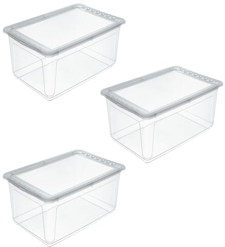 keeeper bea 3x Aufbewahrungsbox mit Air Control System, 59 x 39 x 27 cm, 43 l, Transparent