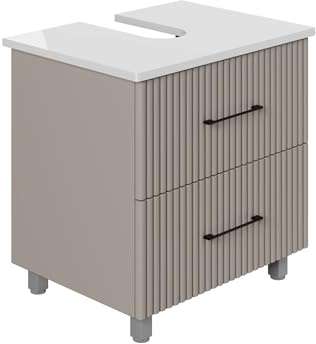Karen Waschbeckenunterschrank Liana 60/80 cm | Steh-Unterschrank | Badmöbel pastellgrau | Konsole mit Siphonausschnitt | Eklektisch | Gäste-Badezimmer (Liana 60 Weiß)