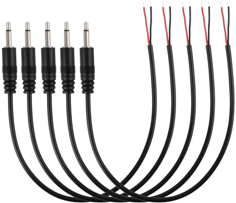 5 Piezas Cable Jack 3.5 Macho Macho a Cable Pelado de 25 cm, Conector Mono TS de 2 Polos, Ideal para Cable Mini Jack a Mini Jack, Reparación de Audio, Altavoces, CB, Radioaficionados y Proyectos DIY