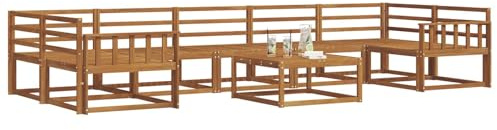 vidaXL Outdoor-Sofagarnitur 8 pcs Natur Massivholz Akazie, Ecksofa-Set aus Akazienholz, modernes Gartenmöbel, Flexibles modulares Sitzen für Terrasse und Hinterhof-Lounge, beige Stil