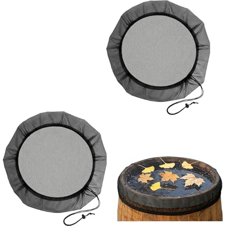 2Stück Regentonnen Netz,100cm Regentonne Abdeckung mit Gummizug Regentonnenabdeckung Hochwertige Regentonnennetz Rund Deckel Mückenschutz Verstellbares Wassertank 80cm/100cm Schutznetz Set,für Tonnen