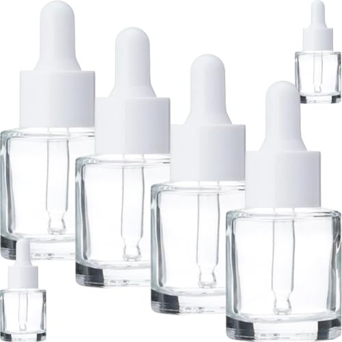 COMPUKAS 6pcs Glass Dropper Bottles 20ml Empty Essential Oil Bottles for DIY Essential Oils with Dispensing and Dosage Control for Travel