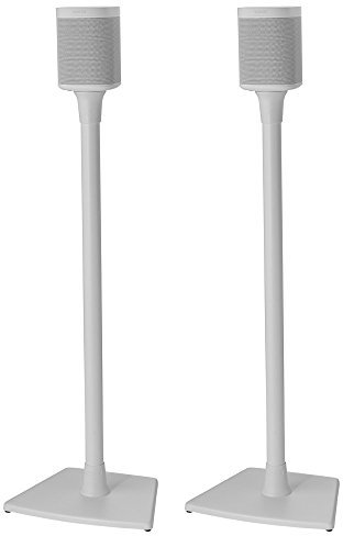 RMFC Wireless Sonos Speaker Stand for Sonos One, Play:1, Play:3 - Audio-Enhancing Design with Built-in Cable Management - Pair (White) - WSS22-W1