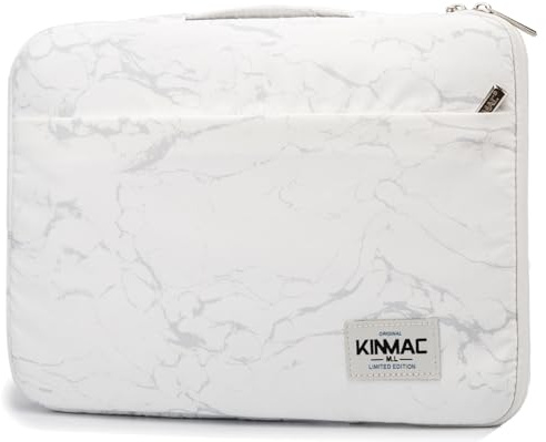 Kinmac 360° Cushion Protective Waterproof Laptop Case Bag Sleeve with Handle Compatible with LG Gram 16 inch and 15.6 inch-16 inch Laptop (White Marble)