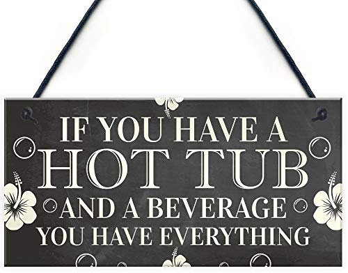 Red Ocean Hot Tub Sign Funny Garden Sign Summer House Plaque Alcohol Gift Friendship Gift