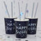 Ginger Ray Lot de 8 gobelets en carton irisé et bleu marine « Happy Birthday »