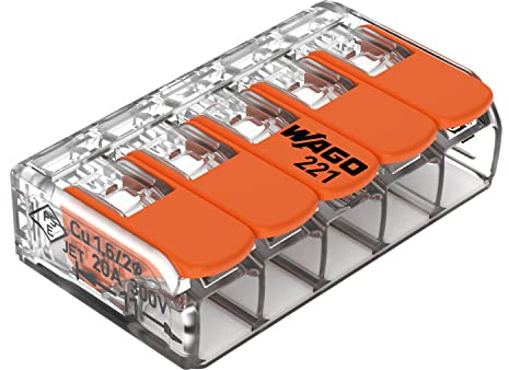WAGO 221-415 Lever-Nuts - 5-Conductor Compact Splicing Connectors (Blister Pack of 10)