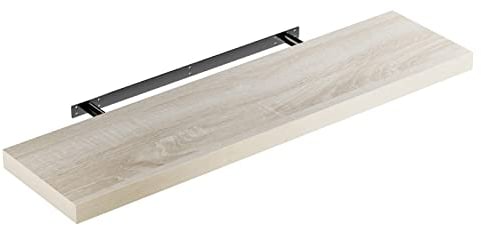 Casaria® Wandregal Holz Eiche Hängeregal mit Halterung 15kg Tragkraft Küche Wohnzimmer Flur Schweberegal Bücherregal Regalbrett Schwebend 90cm