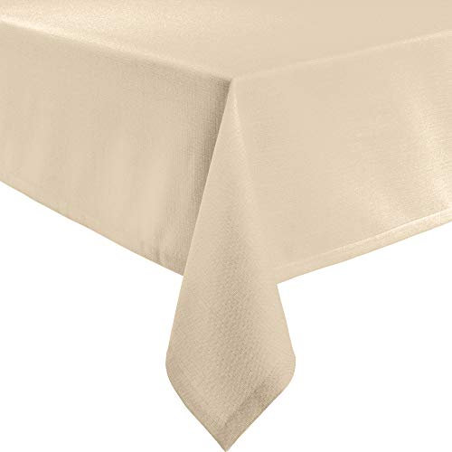 Erwin Müller Tischwäsche, Tischdecke Uni, Krefeld Sekt Größe 130x170 cm - fleckabweisend, schmutzunempfindlich und leicht zu reinigen, Leinen-Optik (weitere Farben, Größen)