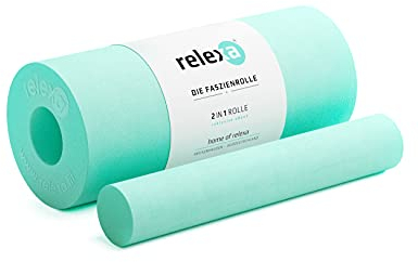 Relexa Faszienrolle 2in1 - Ideal Zur Massage Bei Rückenschmerzen & Als Ergänzung Zum Fitness-Training - Angenehmes Material & Recyclebar - Türkis