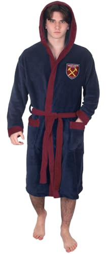West Ham United FC Official Gift Mens Fleece Dressing Gown Robe Navy XL