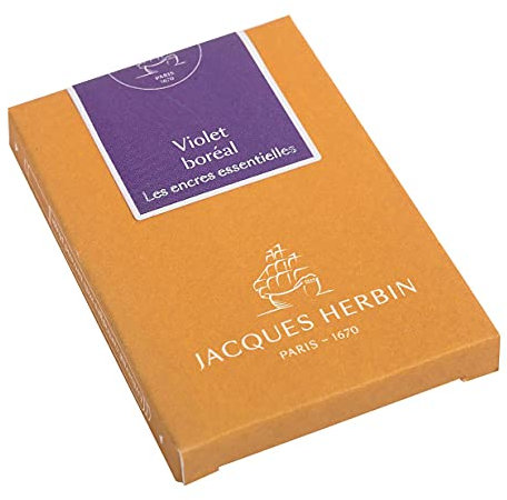 J.Herbin 11073JT - Packung mit 7 großen Tintenpatronen Essentielles, internationale Größe 1,35ml, ideal für Füllfederhalter und Tintenroller, Lila, 1 Pack