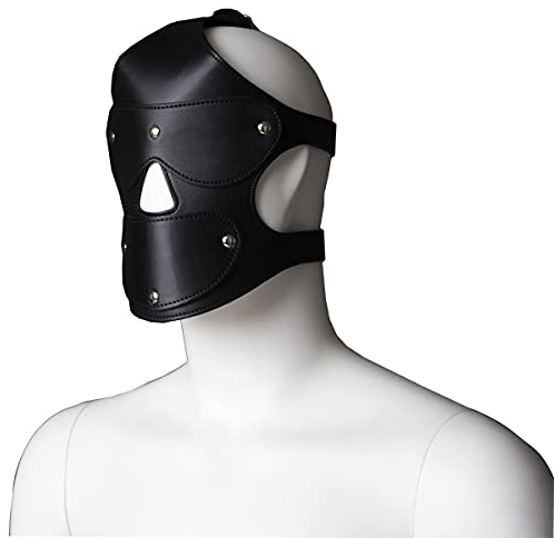 OnundOn Halloween Leder Maske Kopfmaske Augen und Mund mit Reißverschlüssen Kostüm Party Hood Karneval Maske