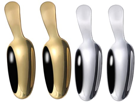 4 Pezzi Cucchiaio in Acciaio Inox, Cucchiaio Con Manico Corto, Cucchiaio Per Gelato Da Dessert, Cucchiaio Rotondo Per Tè E Caffè, Cucchiaio Per Condimenti in Polvere Di Latte, Cucchiaini Per Sale