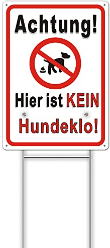 1 Stück Achtung Hier ist kein Hundeklo Metall Schild 35 x 25 cm und 35 x 15 cm H Metallpfahl aus Aluminium, Keine Hundetoilette mit langlebige Tinte und H Metall Halterung zum einfache Montage