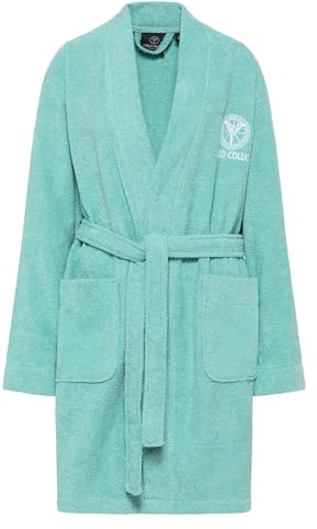 Carlo Colucci Bademantel Kimono-Stil Vito | 100% Baumwolle | Frottier | knielang | Logostickerei & Logoschriftzug | Gürtel | OEKO-TEX® MADE IN GREEN