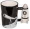 Out of the blue KG Astronauten Tasse mit Raketen- Griff, Space Mug schwarz/weiß, aus Keramik, in Geschenkverpackung.