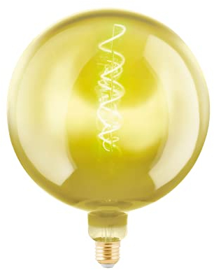 EGLO E27 Globe Lampe dimmbar, Spiral LED Retro Glühbirne Big Size, extra-großes Vintage Deko Leuchtmittel, gold, 4 Watt, 40 Lumen, warmweiß, 1900k, G200, Ø 20 cm