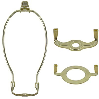 8 Inch Harp Holder Shade Parts, Adjustable Tall Adapter Converter Finial Set for Most Lamp Styles, Detachable Silver Bracket Support (8x4 Inch)