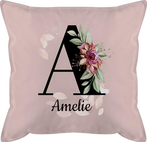 Kissen 50x50 - Initialen Anfangsbuchstabe - Buchstabe anpassbar - 50 x 50 cm - Hellrosa - mädchen Name kissenbezüge Buchstaben Bedrucken Lassen personalisierter kopfkissen drucken Custom