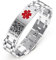 THELUCKYTAG Medizinische Armbänder Männer Frauen mit QR Code Medizinische Alert ID Armbänder Titanstahl Armband Passt Handgelenk Up 8''-10'' Mehr Raum Benutzerdefinierte Notfall medizinische ID Info