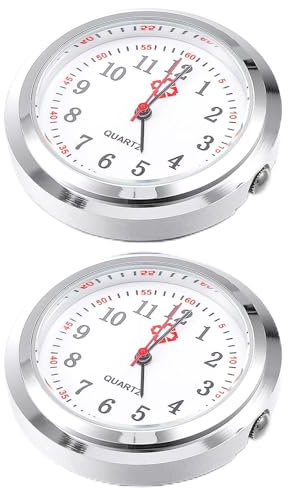 Mikikit 2 Stück Schwesternuhr Zifferblatt (Nur Uhrwerk, Ohne Hülle): 1.18 Zoll / 3cm Ersatzteil Einsteckuhr mit Glasmaterial, DIY Zubehör für Krankenschwester Pflege Uhr, Silber