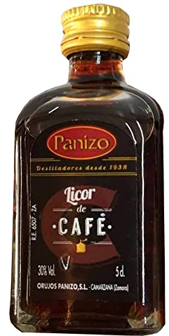 Panizo Botellita Miniatura de Licor de Cafe de 5 cl. Botellita para regalar en bodas, bautizos, comuniones, etc.
