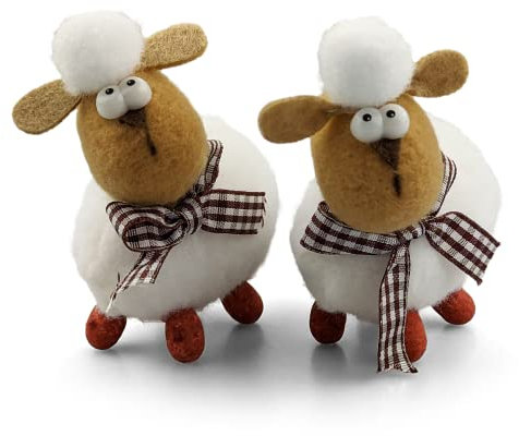Netuno 2X Oster-Schäfchen Oster Deko Schaf Lämmchen Schafe Oster-Dekoration Deko-Figur Hausdeko Ostern Tischdeko für Ostern Frühling Osterlamm Deko-Lamm Ostergeschenk Geschenkeidee Ostern Tierfigur
