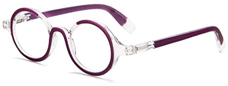 Kodilin Lesebrille Damen Herren Rund Mode Lesehilfe, Blendschutz Lesebrille für ältere Menschen, PC/Handy Komfort Vollrahmenbrille, Lila +2.5