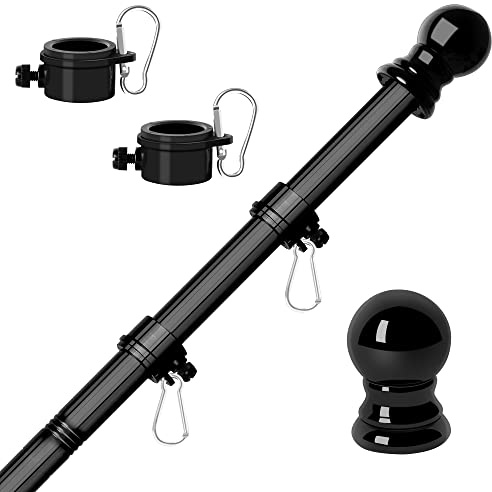 RSOTC Fahnenmast für Außenhaus, 1,5 m, Edelstahl, Metall, schwarz, verhedderungsfrei, robust, für LKW, Haus, Veranda, Hof, Boot, geeignet für 7,6 x 12,7 cm schwere Gartenflagge (05 Schwarz, 1,5 m)