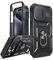 LeYi for iPhone 15 Pro Max Case with Camera Cover Slider(Not include Screen Protector), Front Frame+Back Case, Full Body Armour Military Grade Shockproof Phone Cover | Ring Stand Holder Black