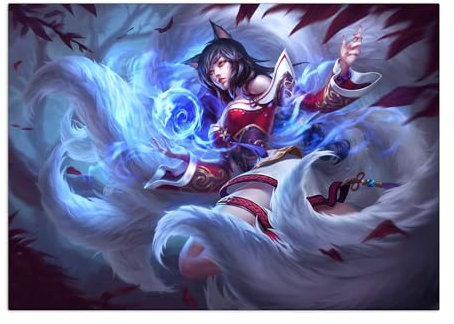 Displate Offiziell League of Legends MetallPoster Magnetische Befestigung Inklusive Lizenziert Bilder Hochwertiges Poster League of Legends Splash Art - Ahri Horizontal 45 cm x 32 cm