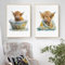 Herfair Bilder Badezimmer Poster 2er Set Yak nimmt EIN Bad Wandbilder Kunstdruck Leinwand Bilder Wohnzimmer Schlafzimmer Wanddeko Poster, Ohne Rahmen (50 x 70 cm)