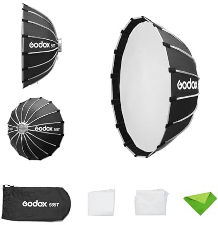 Godox S65T 65 cm/25,6 Zoll Regenschirm-Softbox, Bowens-Montage, Schnellverschluss-Softboxen, Lichtdiffusor-Reflektor für Godox SL60, SL150, SZ300R, SK400II, AD600BM, AD400Pro usw