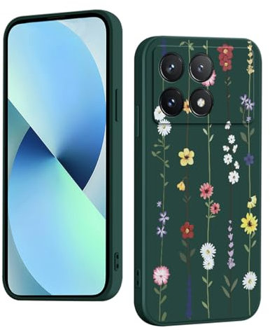 YUXING Funda para Xiaomi Poco X6 Pro 5G Silicona - Moda Lindo Patrón Diseño Delgado Carcasa, Antichoque, Antideslizante, Elegante, Protección Totaly Resistente (Flower,Green)
