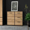 Forte MOKKARO Sideboard mit 3 Schubladen und 1 Tür, Holzwerkstoff, Catania Eiche/Schwarz, B x H x T: 94,7 x 84,9 x 42 cm