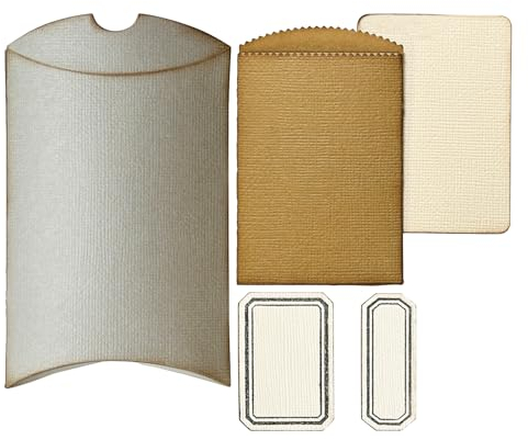 Sizzix Thinlits Stanzschablone Pillow Box and Bag by Tim Holtz 5-tlg. 12,7x9,8cm - 13,3x10,5cm Stanz Formen Schablone Laser Schneiden Gravieren