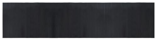 vidaXL Teppich, Bambusteppich Rechteckig, Bambusmatte rutschfest für Wohnzimmer, Läufer Küchenteppich Flurteppich, Modern, Schwarz 70x300cm Bambus
