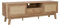 sweeek - Meuble TV Portes coulissantes. casier fermé. étagère Effet Bois et cannage 150cm