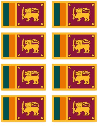 Aufkleber: 75x45 mm, 8 Stück - Flagge - Sri Lanka - LK - für Auto, Koffer, Laptop und mehr