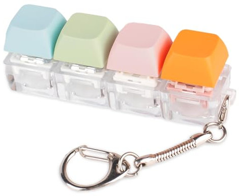 Byhoo Tastatur Fidget Spielzeuge, Leise Fidget Tastatur Spielzeuge zur Stressbewältigung, Fidget Schlüsselanhänger in 4 Farben Tastatur-Klicker, Stille Fidget Spielzeuge für ruhige Orte