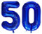 Geburtstag zahlen Luftballon 50 jahre-Blau XXL Jumbo Folienballon 40 Zoll – 101 cm Luftballons 50 Geburtstag Junge Mädchen Babyparty Geburtstagsdeko Jubiläumsparty Dekoration