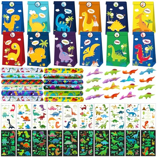 AUNGSHE Dinosauri Gadget Compleanno Bambini, 58 Pezzi Pensierini Compleanno Bambini, Gadget Dinosauri Compleanno Bambini, Gadget Compleanno Dino per Bambini e Ragazzi