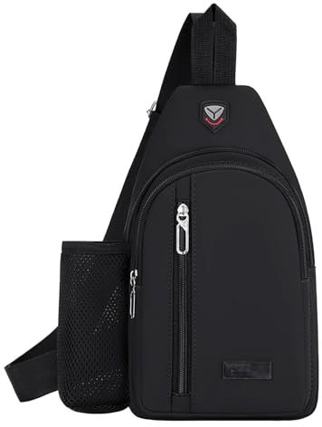 Lunch Backpack for Men Small Sling Bag With Water Bottle Holder For Woman And Man Toddler Hiking Backpack Small (Black, One Size)